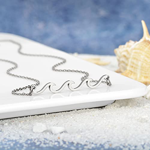 Lauren-Spencer Wave Necklace Gold Silver Plated Ocean Wave Necklace Dainty Beach Choker Necklaces for Women Teen Girls Surfer Jewelry Gifts Boho Summer Necklace2