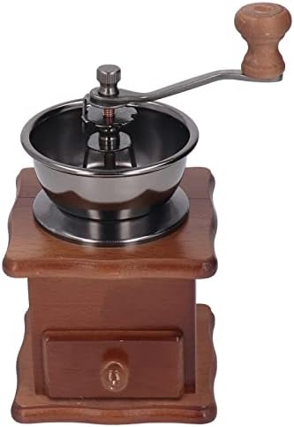 Jenivaint Hand Coffee Mill Grinder Manual Coffee Grinder with Beech Wood Base and Stainless Steel Parts Adjustable Thickness Retro Mill for Grounds At Home Office - 5