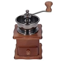 Manueller Kaffeemühle Handmühle, Holz Buche Edelstahl, Verstellbar Mahlgrad, Retro Design Für Haushalt Büro, Inklusive Griff – Ansicht 1