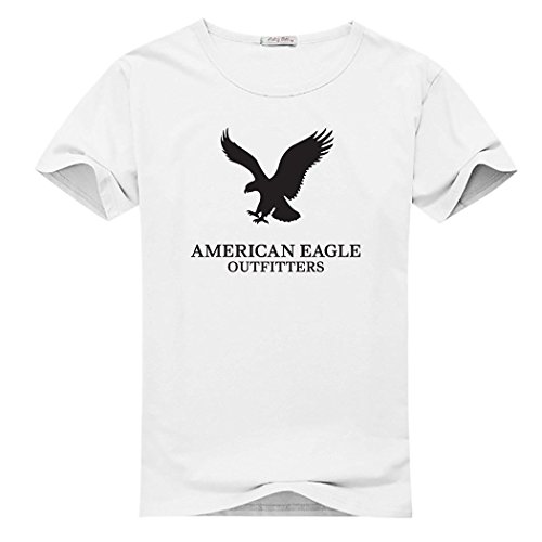 American Eagle Outfitters logótipo para homem impresso manga curta t-shirt, 2 white, XXL