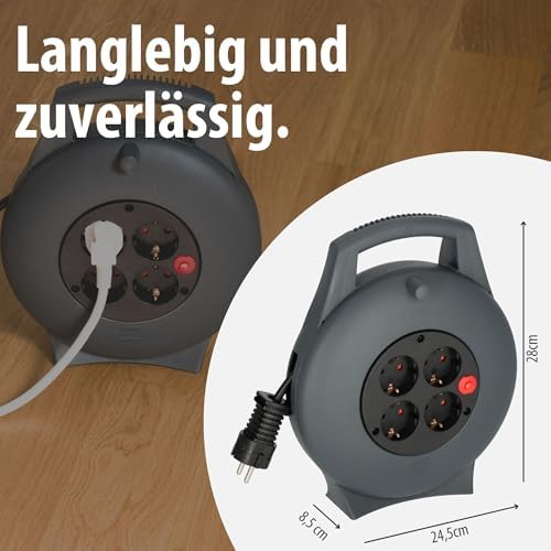 Bild 4 - Brennenstuhl Vario Line Kabelbox 4-fach/Mini-Kabeltrommel (Indoor-Kabeltrommel für Haushalt, 10m Kabel, Made in Germany) anthrazit