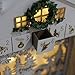 PIONEER-EFFORT Wooden Christmas Advent Calendar House with Blinds Style LEDs Reindeer Forest Xmas Gifts for Adults