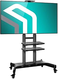 ONKRON Mobile TV Stand on Wheels - TV Stand Swivel & Height Adjustable for 50-86 inch LED Flat & Curved TV Stand VESA 800x500 up to 90.9 kg Black