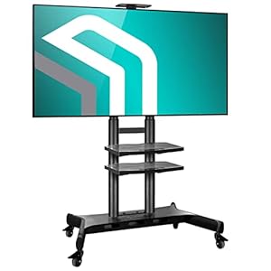 ONKRON Mobile TV Stand for 50-86 Inch TVs up to 200 lbs, Height Adjustable TV Stand with Wheels max VESA 800×500 Mobile TV Cart Rolling TV Stand Portable – Tall TV Stand Movable/TV Roller Black