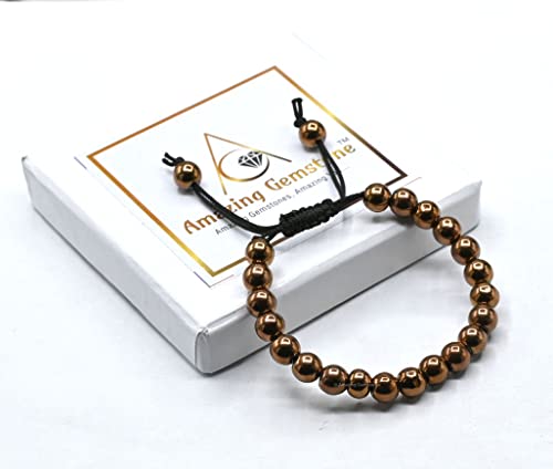 Amazing Gemstone Copper Hematite Crystal Bracelet For Women Men Unisex Bracelet, Adjustable 8Mm Copper Hematite Beaded Bracelet For Grounding Healing Protection From Harmful Radiation #TOP3