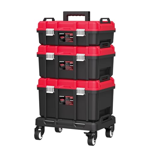 AIRAJ PRO 17-Inch 3-Tier Stackable Rolling Tool Box with Wheels and Lock