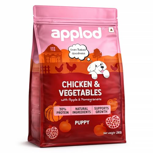 Image of Chicken & Vegetables with Apple & Pomegranate Puppy Dry Dog Food | 30% High-Protein Oven-Baked Nutrition for Growth & Development | Made with Real Ingredients | Vet-Reviewed Formula | 2kg