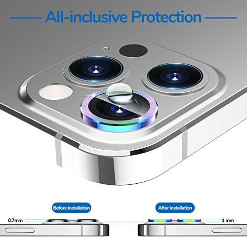 [5 Pack] UniqueMe Camera Lens Protector Compatible for iPhone 12 Pro Max 6.7 inch, [Precise Cutout] Camera Cover Circle Tempered Glass - Rinbow - Thumbnail 6