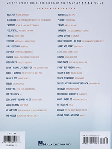 40 Most Streamed Songs for Ukulele Sheet Music | Pop Songbook for Beginners and Players | Easy Ukulele Arrangements with Lyrics and Chords | Modern Hits Music Book for Adults and Teens - Image 2