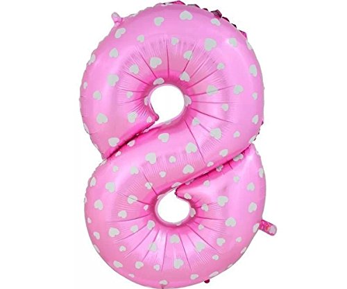 Image of AMFIN 17 inch 8 Number Foil Balloon, Birthday Decoration Items [Helium Supported] - Pink