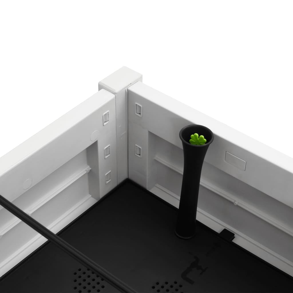 Lit surélevé de Jardin Blanc en polypropylène, Jardiniere 110x45x79 cm avec Reserve Eau, Drainage, bac Plante pour Balcon terrasse Jardin, pour Herbe aromatique semis Culture