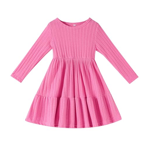 Image of Toddler Baby Girl Long Sleeve Dress Girls Knit Sweater Dresses Tiered Kids Swing Holiday Clothes Fall Winter