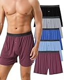 Easechoo Mens Underwear,Rayon Made from Bamboo Boxers for Men,Breathable and Cool,Ultra Soft Men's Boxer Shorts,5 Pack (US, Alpha, Large, Regular, Regular, Multicolor-B&V)