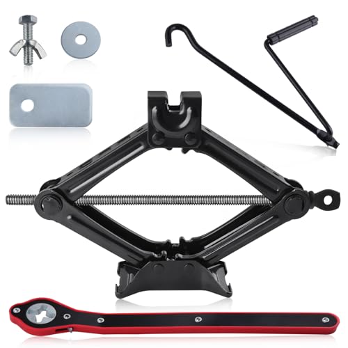 Image of Car Jack Kit Small Scissor Jack for Car 1.5 Ton (3,307 lbs) with Labor-Saving Jack Ratchet Wrench Crank Handle, Portable Car Lift Jack Scissor Lift Jack Car Tire Change Kit for Auto SUV MPV