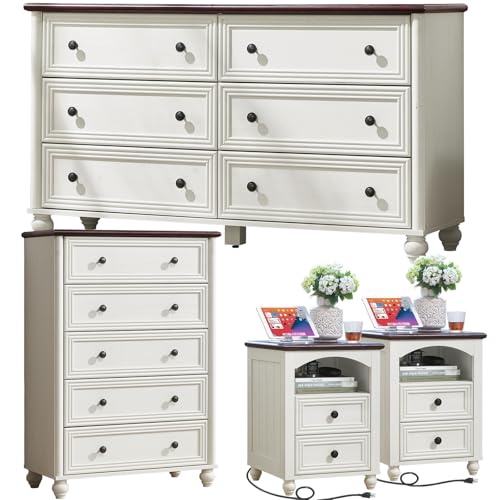 Farmhouse Dressers & Night Stand Set of 4, Wood 54