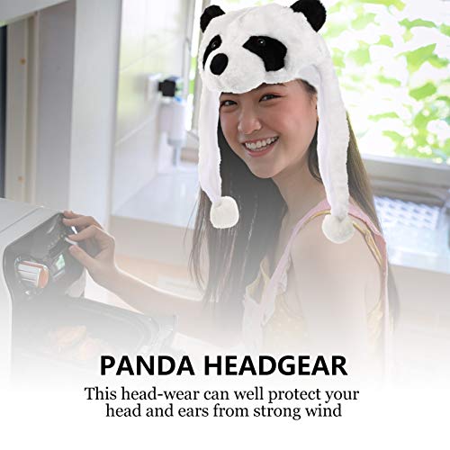 Amosfun Chapéu de Panda de Pelúcia Peles Artificiais Boné de Animal Novidade Inverno Quente Cachecol