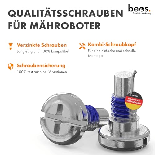 BEOS® 36 x Premium Titan Ersatzmesser + Schrauben mit Sicherung - Messer kompatibel mit Mammotion LUBA, LUBA 2, YUKA, LUBA Mini & YUKA Mini, verbessertes Schraubendesign für Mammotion – Bild 5