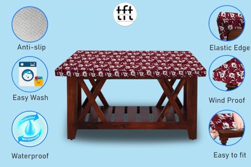 Image of The Furnishing Tree Elastic Rectangular Center Tpoy Table Cover WxL 18x48 in Inches Polyester Floral Pattern Dark Brown