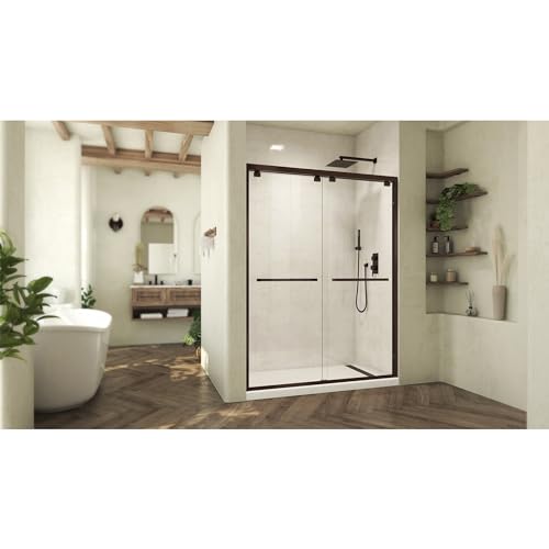 DreamLine Abbey 56-60 inch W x 76 inch H Semi-Frameless Bypass Shower Door in Oil Rubbed Bronze by DreamLine - Used condition - Image 2