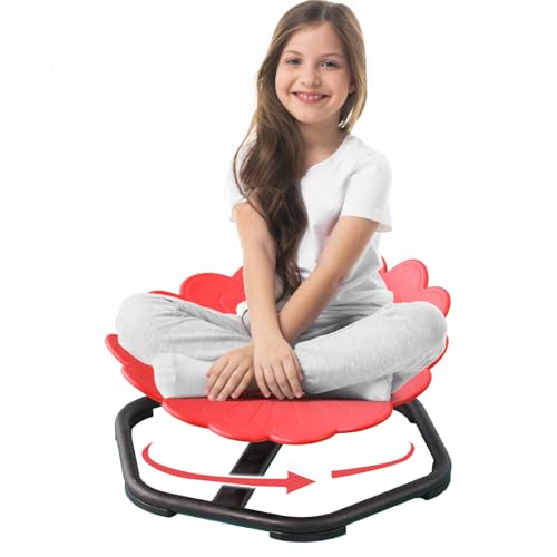 YGJT Kids Sensory Swivel Chair, Spinning Chair for Autistic Kids & ADHD Children, Autism Sensory Products Sit and Spin Activity Toys, Toddler Wobble Training Body Coordination, Red