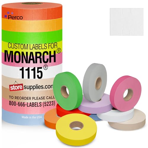 Custom Price and Date Labels for Monarch 1115 - Choose Color, Font and Imprint - 150,000 Labels w/ 100 Rolls Value Pack, 10 Sleeves - Made in USA