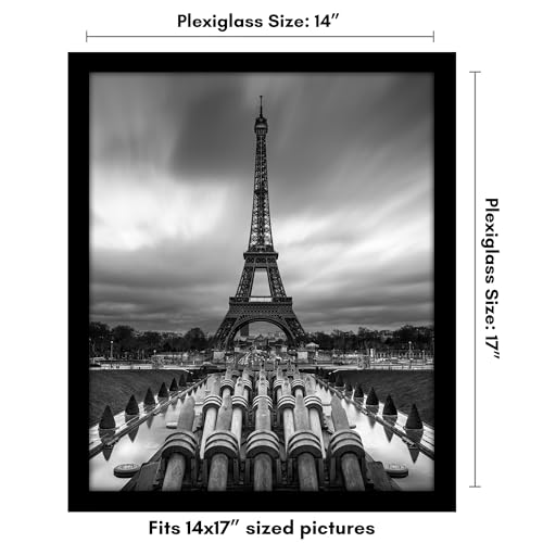 Americanflat 14x17 Picture Frame with Polished Plexiglass - Black Picture Frame - Wide Photo Frames Made of Engineered Wood for Vertical or Horizontal Wall Display - Epic Collection - Black