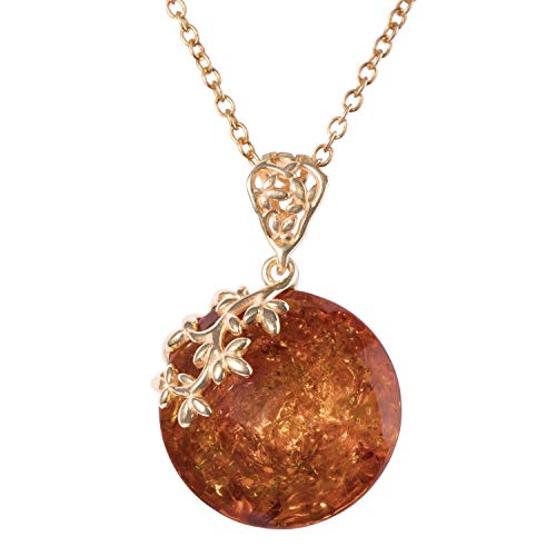 Stauer Women's Amber Forever Pendant Necklace (16 Inches)