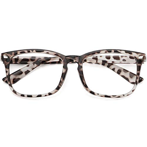 WOWSUN Unisex Stylish Nerd Non-prescription Glasses, Clear Lens Eyeglasses Frames, Fake Glasses