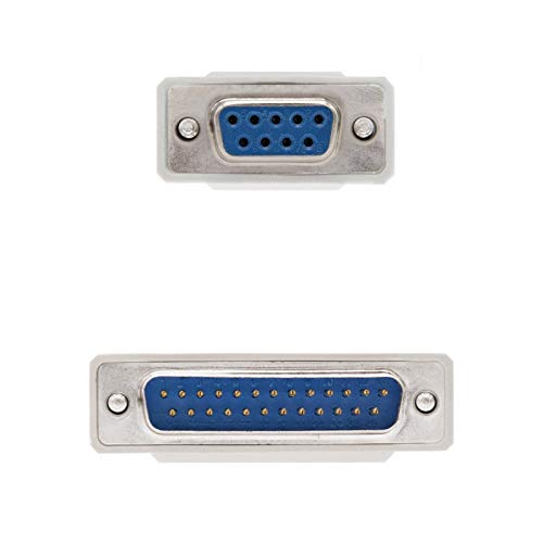 Cavo null modem seriale, DB9 a DB25 maschio, 1,8 m, consente il collegamento tra computer e dispositivi seriali per il trasferimento dei dati.
