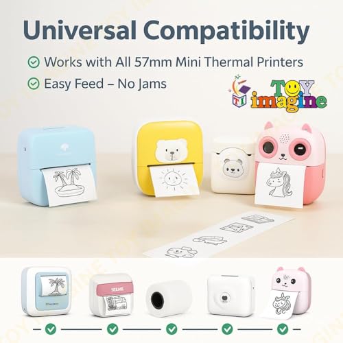 Image of Toy Imagine Non-Sticky Thermal Printer Paper Roll - 2.5 Inch White | 58mm Mini Thermal Roll for Kids Camera, Label, Photo Printers & Billing - Pack of 10