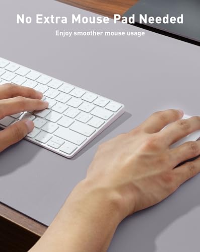 Image of Aothia Faux Leather Desk Mat - Large Mouse Pad, Non-Slip PU Leather Blotter, Waterproof Writing Surface for Office and Home (Smoky Lavender, 42 inch x 17 inch)