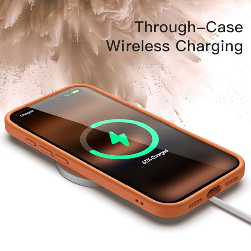 Image of JETech Case for iPhone 17 Pro 6.3-Inch, Shockproof Phone Bumper Cover, Solid Color Matte TPU Frame, Anti-Scratch Clear Back (Orange)