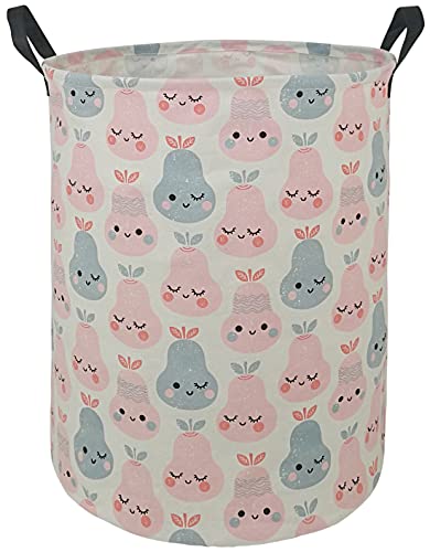 Image of MAIZMZ Kids Hamper Nursery Pink Storage Basket Bins Large Toy Box Canvas Collapsible Organizer for Laundry/Home/Dorm/Kitchen/Pet/Office/Closet/Shelf/Gift(Pears)