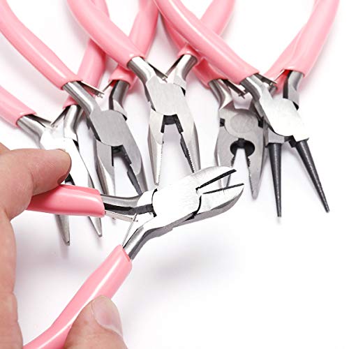 1Pcs/Pack Pink End Cutting Wire Pliers Equipment Multifunctional Hand Tools Jewelry Pliers Fit Beadwork Repair Beading Diy Handmade Jewelry Making 7 Styles (Pliers Toothed) #TOP3
