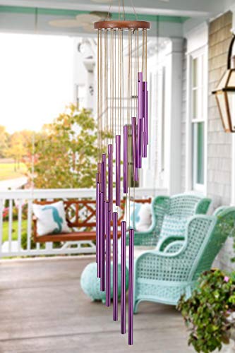Wind Chimes for Outside,35 Inch Memorial Wind Chimes Outdoor for Loss of Loved One,Sympathy Wind Chimes Elegant Gifts for Mom, Unique Purple Spiral Wind Chimes with 18 Aluminum Tubes Windchime Decor