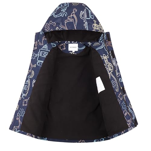 Image of Boys Girls Rain Jackets Waterproof Hooded Fleece Raincoats Lightweight Windbreakers for Kids