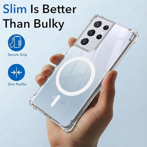 Image of Jkobi Shockproof Crystal-Clear Back Cover for Samsung Galaxy S21 Ultra 5G (Magsafe Wireless Support | Drop & Camera Protection | Hard Polycarbonate)