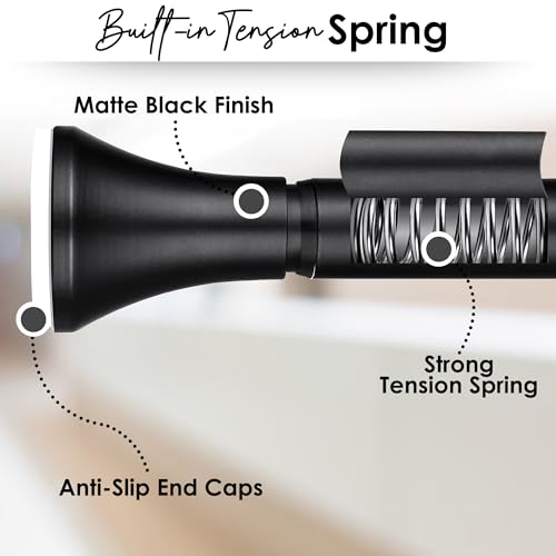 Image of Story@Home DIY Extendable Shower Curtain Rod, 85-165 CM Color: Matte Black Stainless-Steel Curtain Rod Holder without drill for Bathroom, Window & Door.
