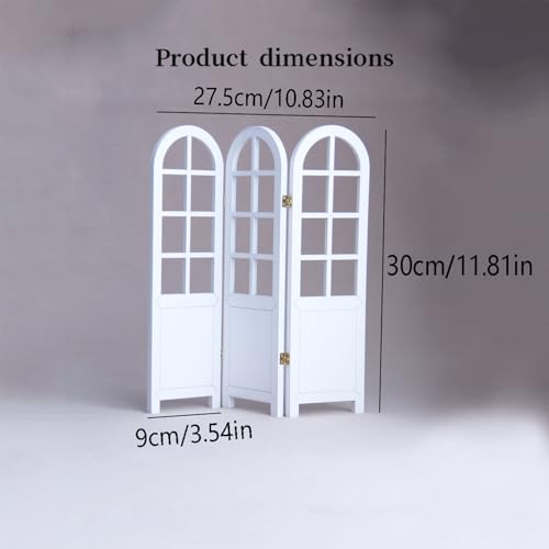 Pantalla plegable de madera 1:6 para casas de muñecas divisor retro mini 2