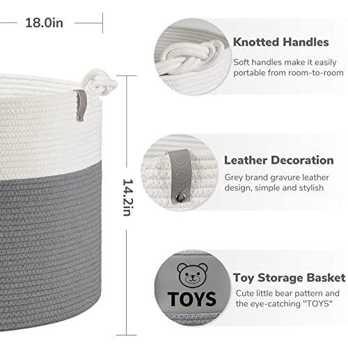 Goodpick Baby Toy Basket With Labels, Nursery Storage Basket For Stuffed Animals, Woven Rope Basket For Kids, Toy Bin Storage Organizer For Playroom, Cute Decorative Basket For Gifts, 18 X 14.3 Inches #TOP1