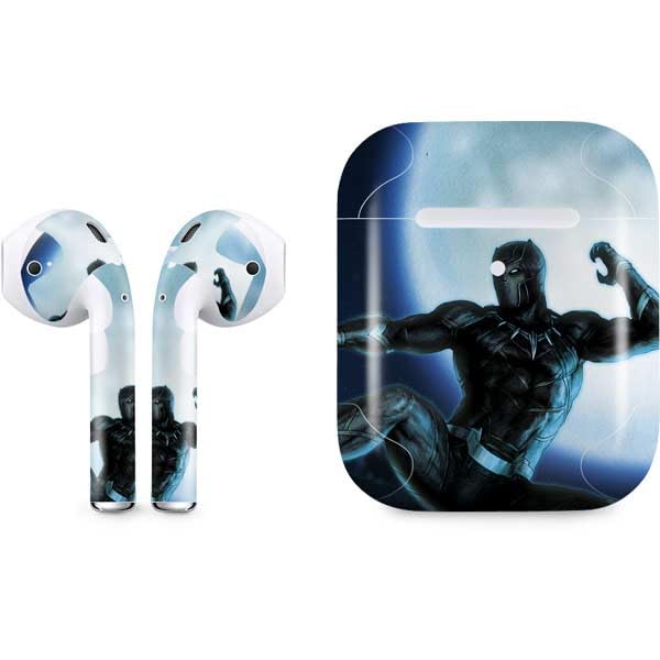 Skinit Decal Audio Skin Compatible with Apple AirPods 2 - Officially Licensed Marvel Black Panther Jumping Through Air Design