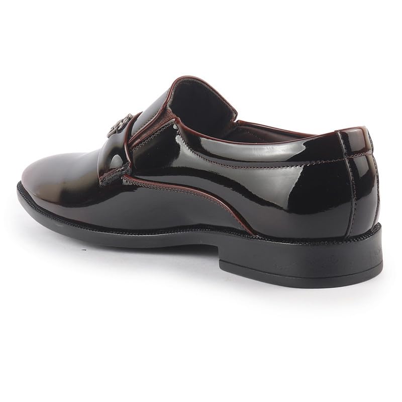 Image of FAUSTO Men Horsebit Buckle Patent Leather Party Formal Slip On Shoes | Extra Cushioned Insole Tuxedo Loafers for Wedding, Reception, Cocktail