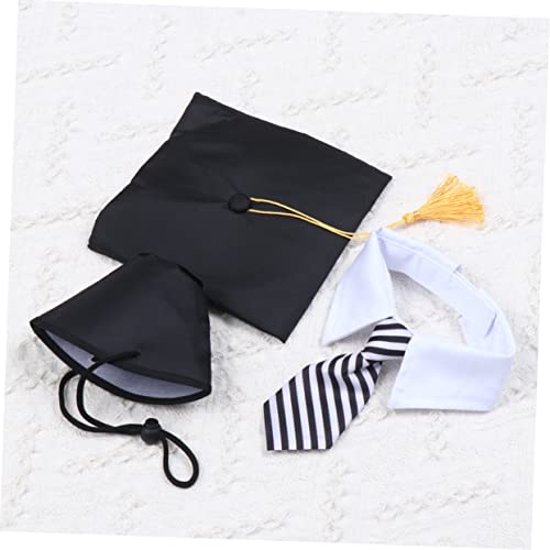 LEDMOMO ペット卒業ネクタイ ペット卒業衣装 犬の帽子とガウン 卒業犬 犬の誕生日 大型犬用首輪 ドッグタグ 犬のパーティー用品 犬用の帽子 犬の衣装 大型犬用の犬用 Black