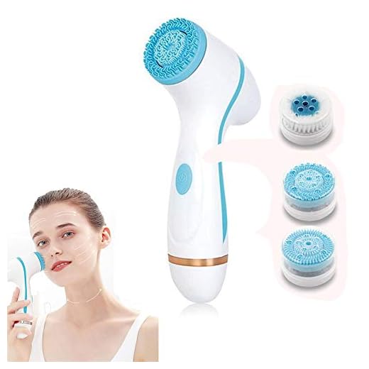 MOXIN Sonic ansiktsrengöringsborste ansikte snurra borste ansikte exfoliator spa-system för hudföryngring djuprengöring ta bort pormaskar, batteridriven, blå