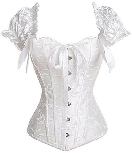 Image of Women's Lace up Gothic Jacquard Shoulder Straps Tank Overbust Shaper Corset Bustiers Top