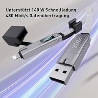 PZOZ 4-in-1 LED-Display Schnellladekabel 140W, 0.18M – Ansicht 4