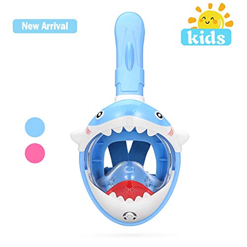 THENICE Full Face Snorkel Mask for Kids, Advanced Breadthing System, Foldable 180 Degree