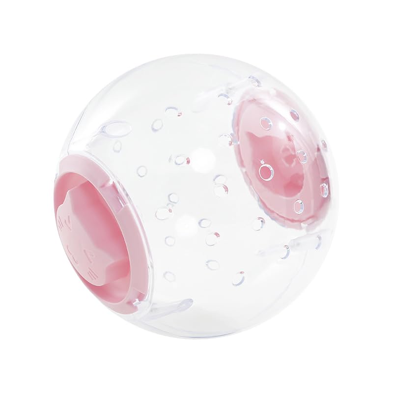Hamster Exercise Ball, Transparent Hamster Running Ball,Wheel Ball Sports Toy Durability and Hamster Exercise Ball Accessories, Small Animal Activity Toy (Pink)