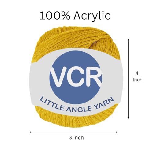 Image of VCR 4 Ply Golden Yellow Little Angle Yarn, 25 Grams, 92 Meters Length, 100% Acrylic Soft Baby Knitting Yarn for Crochet, Newborn Sweaters, Soft Baby Socks, Mittens and Leggings, Pack of 1