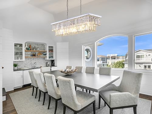 Wellmet 9-Light Crystal Chandelier 34.5 inch, Contemporary Modern Chandeliers Adjustable for Living Room, Dining Room, Pool Table Light, Kitchen Island Lighting (Chrome, 47 inches) by Wellmet - Image 2